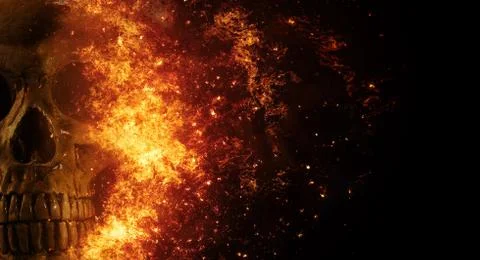 Skull flames Fire effect Stock Photos