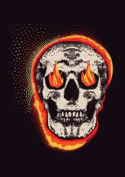 Skull in the flames Stock Illustration