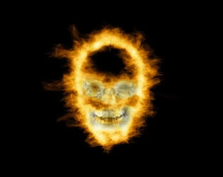 Skull in flames Stock Photos