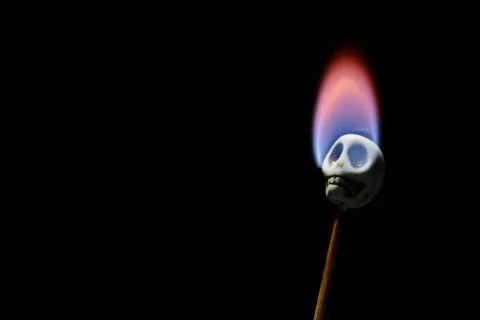 Skull in flames Stock Photos
