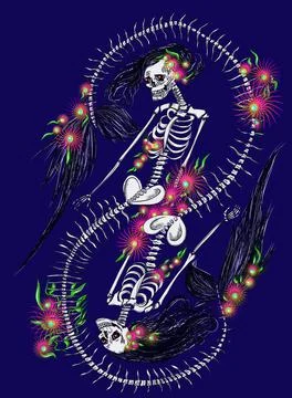 Skull with floral  Stock Illustration
