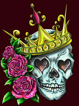 Skull with floral  Stock Illustration