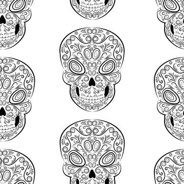 Skull with floral pattern Stock Illustration