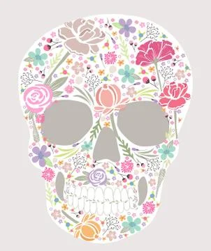 Skull from flowers Stock Illustration