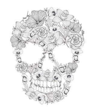 Skull from flowers. Stock Illustration