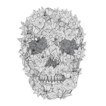 Skull from flowers. Stock Illustration
