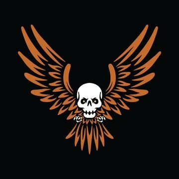 Skull Flying Graphic Illustration Vector Art T-shirt Design Stock Illustration