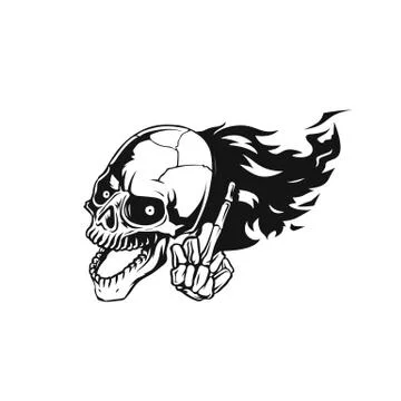 Skull flying logo vector illustration. Stock Illustration