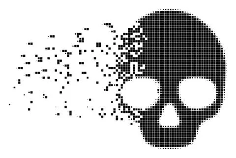 Skull Fragmented Pixel Icon Illustrazione stock