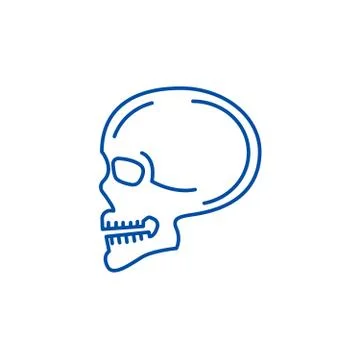 Skull front view line icon concept. Skull front view flat vector symbol, sign Stock Illustration