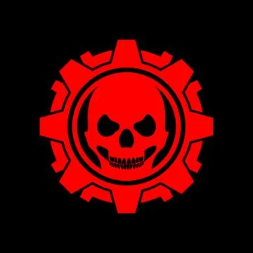 Skull Gear Machine Black Background Stock Illustration
