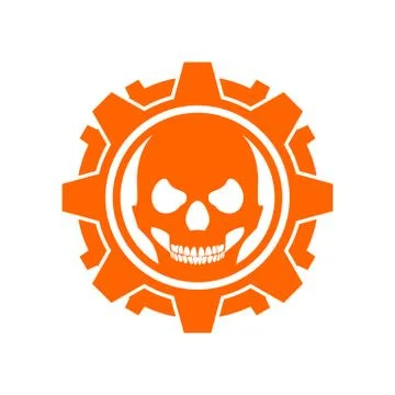 Skull Gear Machine Orange Stock Illustration