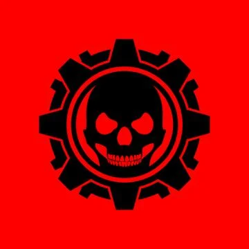 Skull Gear Machine Red Background Stock Illustration