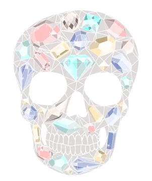 Skull with gemstones pattern Stock Illustration