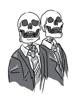 Skull gentlemen vector office isolated clip art Stock Illustration