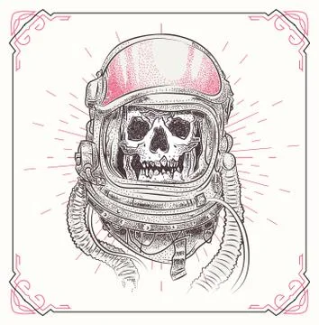 Skull with geometric abstract elements. Hand Drawn Illustration Stock Illustration