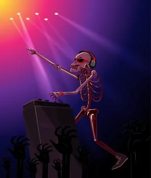 Skull Ghost Action DJ Stock Illustration