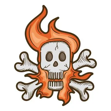 Skull Ghost with Fire Vintage Style Mascot Illustration for Logo and Hallow.. Stock Illustration
