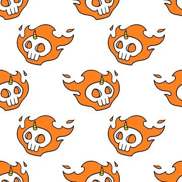 Skull ghost flying seamless pattern textile print. repeat pattern background  Stockillustratie