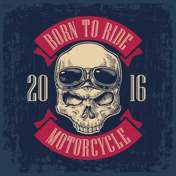 Skull with glasses for motorcycle on forehead Stock-Illustration