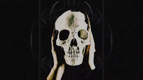 Skull glitch head VHS vj visuals Stock Footage 194047977