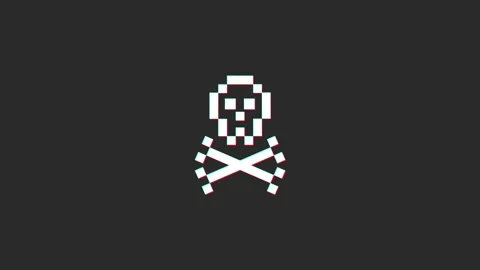 Skull glitch icon animated. Stock Footage 167841970