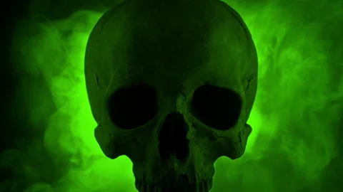 Skull With Glowing Green Smoke Rushing O... | Stock Video | Pond5
