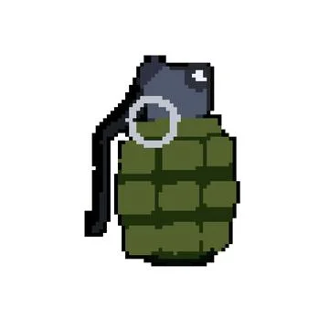 Skull grenade pixel art vector illustration Stock Illustration