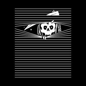 Skull Grim Reaper Graphic Design Illustration Vector Art T-shirt Design Stock Illustration