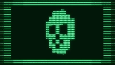 Skull Hacker Ascii Code Art Style 8bit T... | Stock Video | Pond5