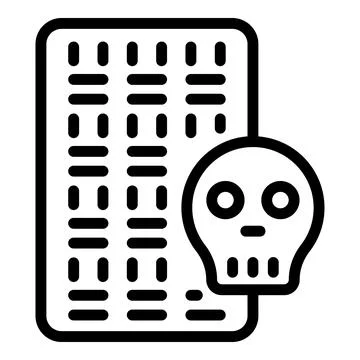 Skull hacker icon outline vector. Cyber crime Stock Illustration