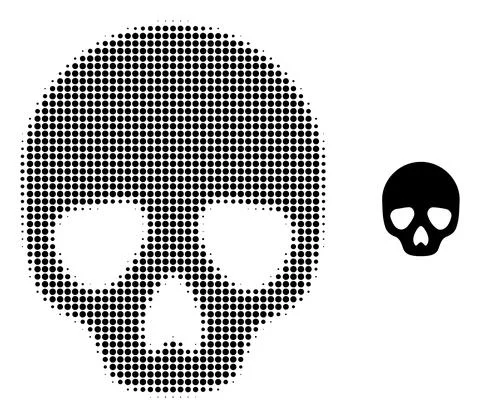 Skull Halftone Dotted Icon 스톡 일러스트