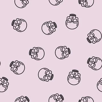 Skull halloween line seamless pattern Stock Illustration