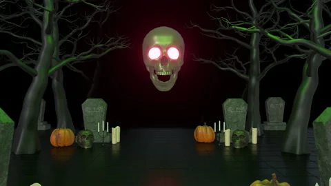 Skull Halloween Night Stock-Footage 252074599
