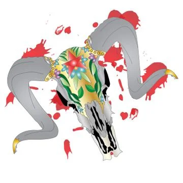 Skull-hand drawn illustration Stock Illustration