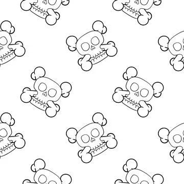 Skull hand drawn seamless pattern Illustrazione stock