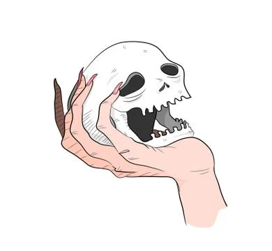 Skull On a Hand Stock Illustration