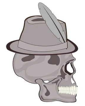 Skull in hat Illustrazione stock