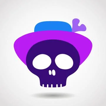 Skull With Hat. Stock Illustration