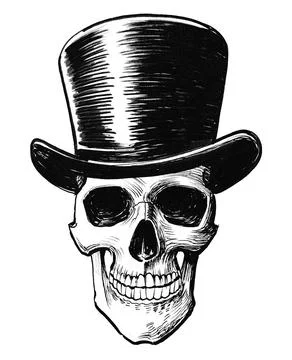 Skull in hat Stock Illustration