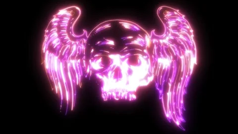 Skull head with angel wings Stock Footage 274568321