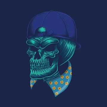 Skull head cap vector illustration イラスト素材