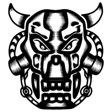 Skull Head Design Icon Template with horns Stock Illustration