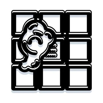 Skull head disturbing grid pattern arrangement Illustrazione stock