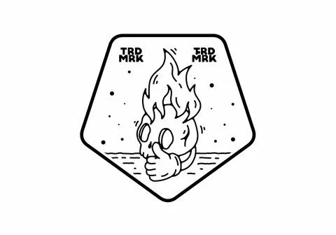 Skull head with flame and thumb up illustration Stock Illustration