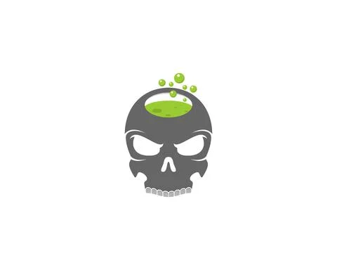 Skull head with green potion liquid inside Stock Illustration