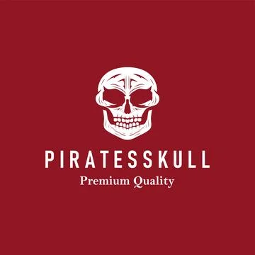 Skull head logo simple design vintage retro pirate emblem illustration templa Stock Illustration