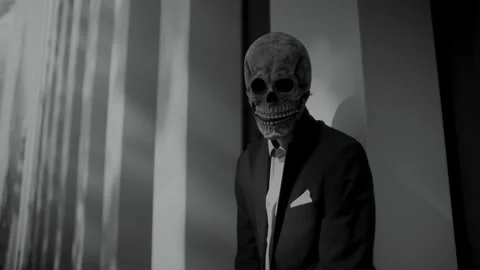 Skull Head Man in a Suit Video stock 259893696