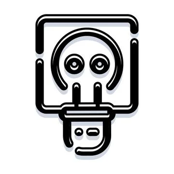 Skull head power plug socket concept 库存插图
