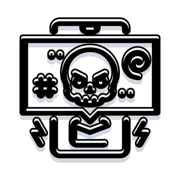 Skull head on screen symbolizing online harassment Stock Illustration